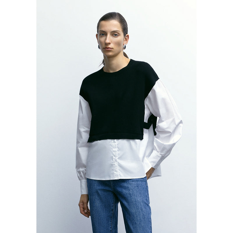 2 In 1 Drop Shoulder Knitted T-Shirt
