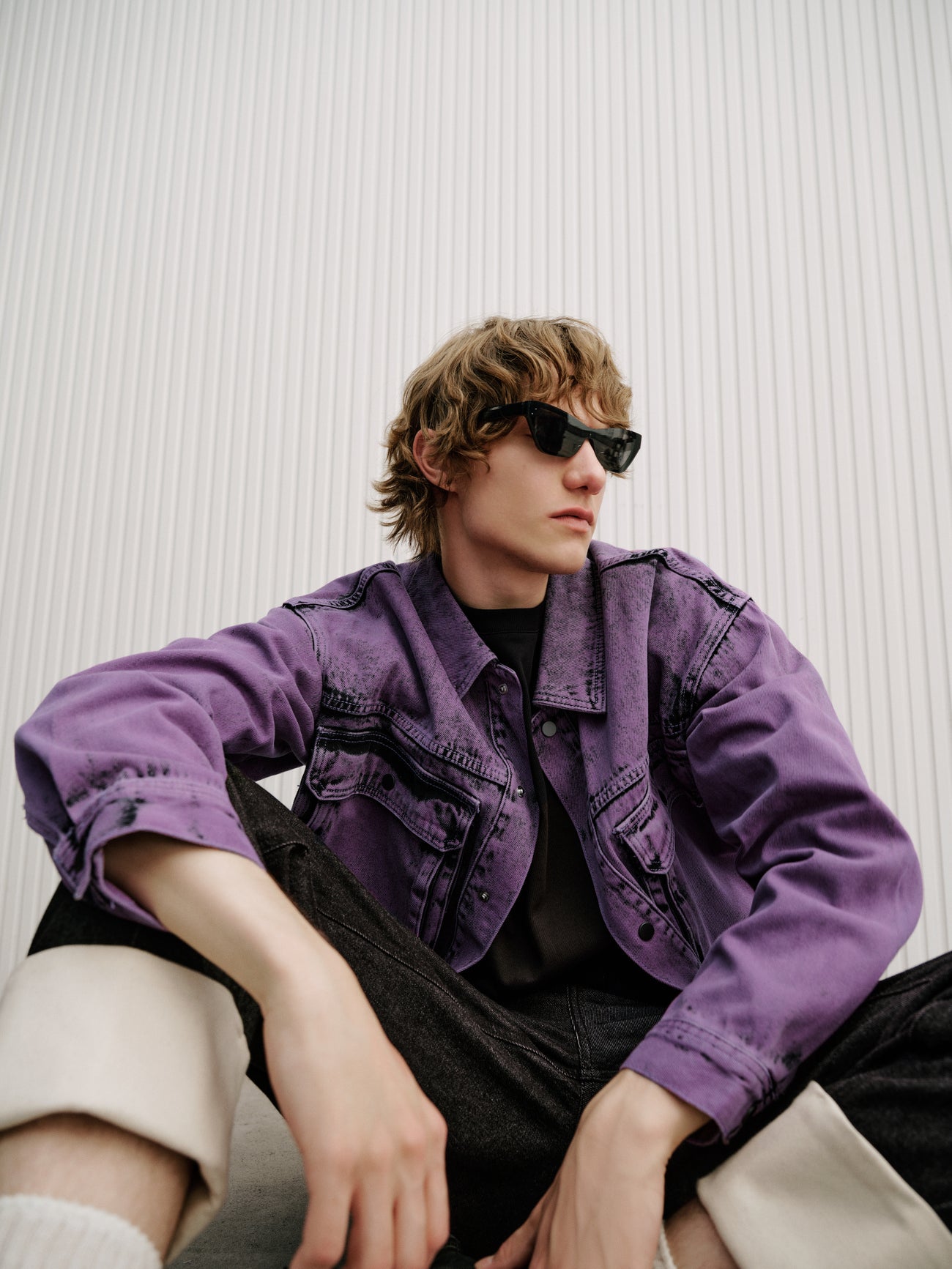 Square-cut Collar Denim Jacket