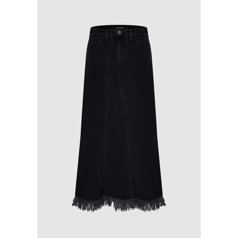 Midi A-Line Denim Skirt