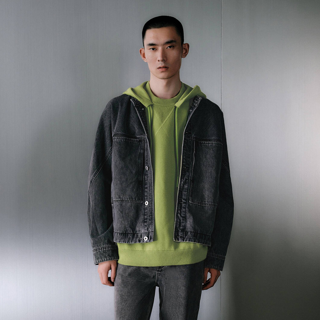 Grandad Collar Denim Jacket