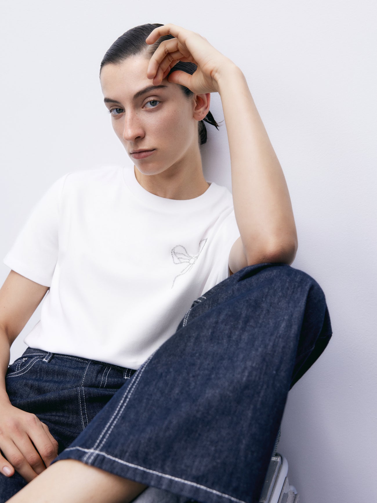 Bow Detail Crew Neck T-Shirt