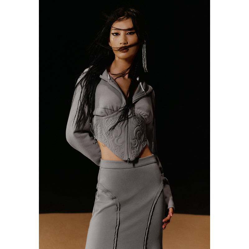 Corset Detail Jacket With Hood