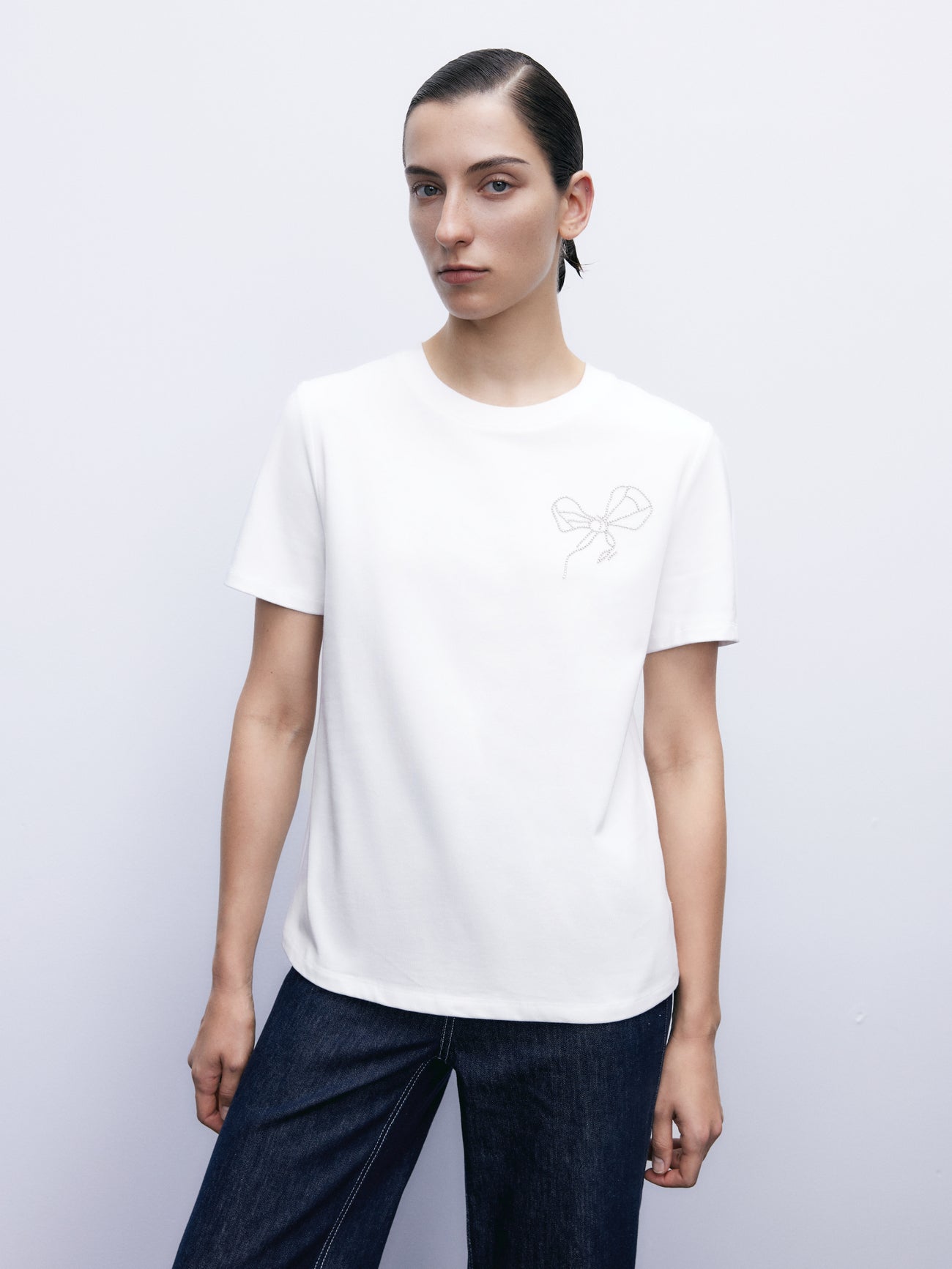 Bow Detail Crew Neck T-Shirt