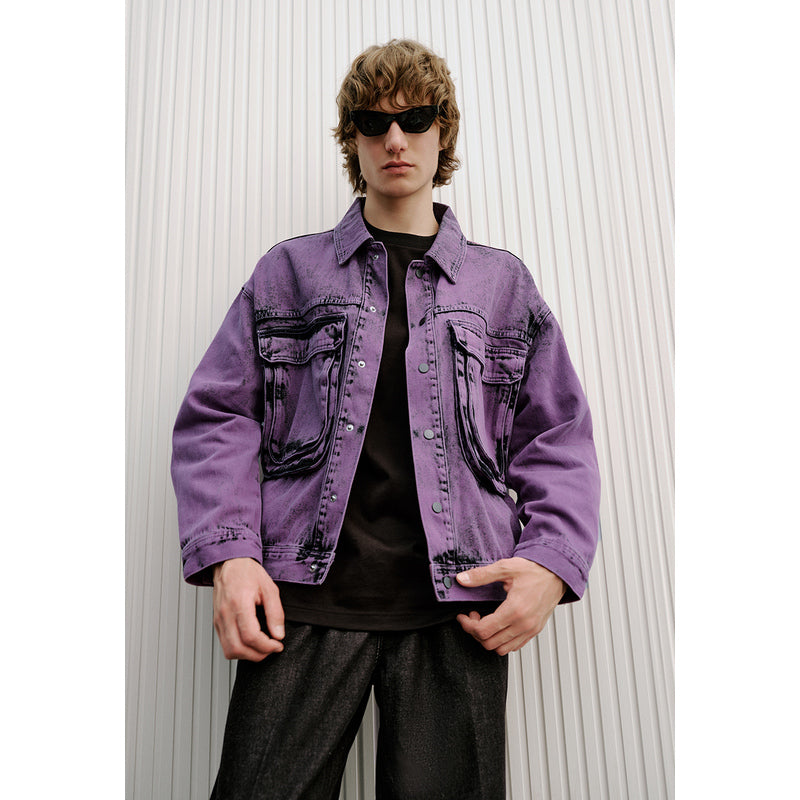 Square-cut Collar Denim Jacket