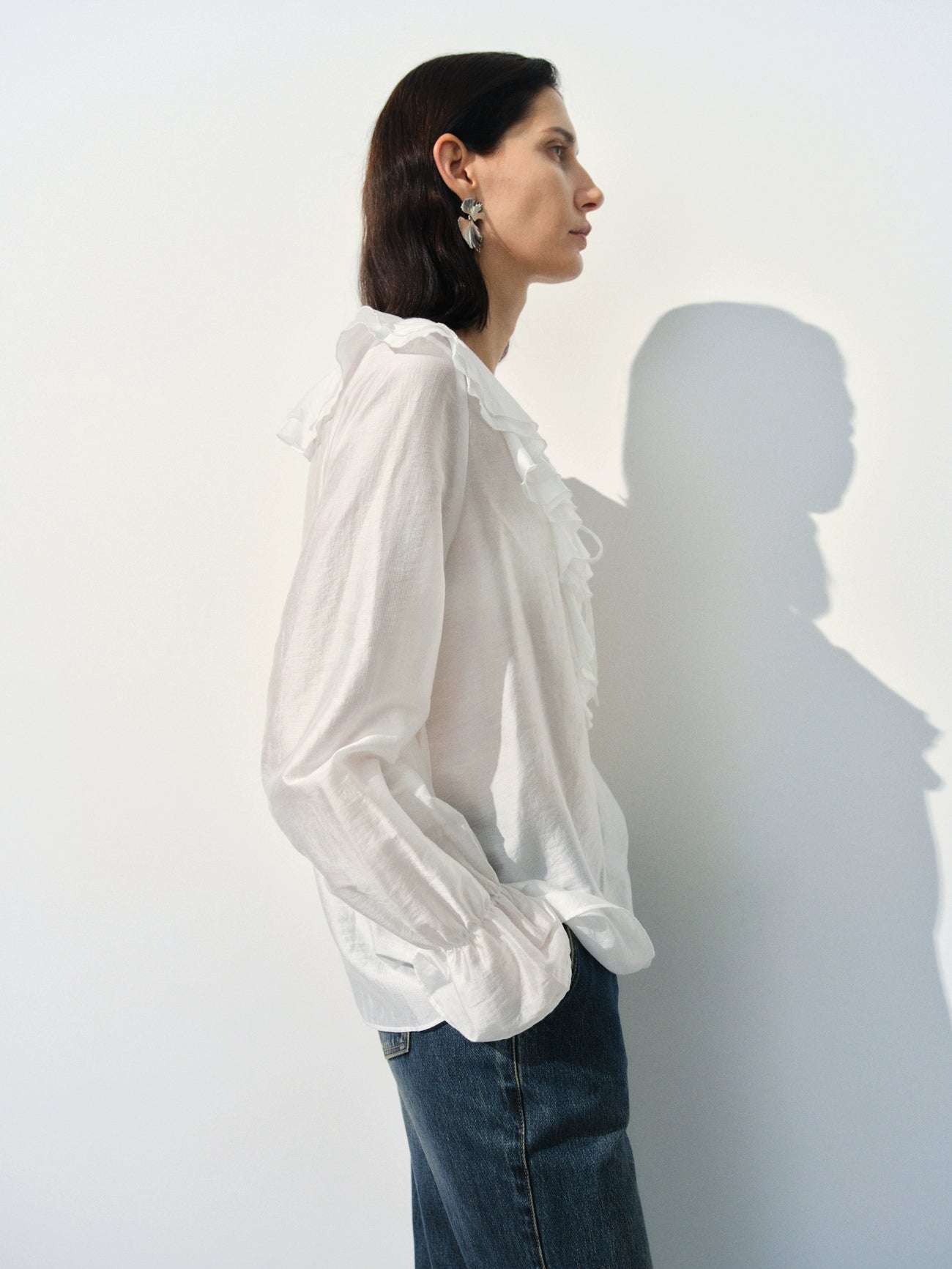 Ruffle Lapel Overhead Shirt