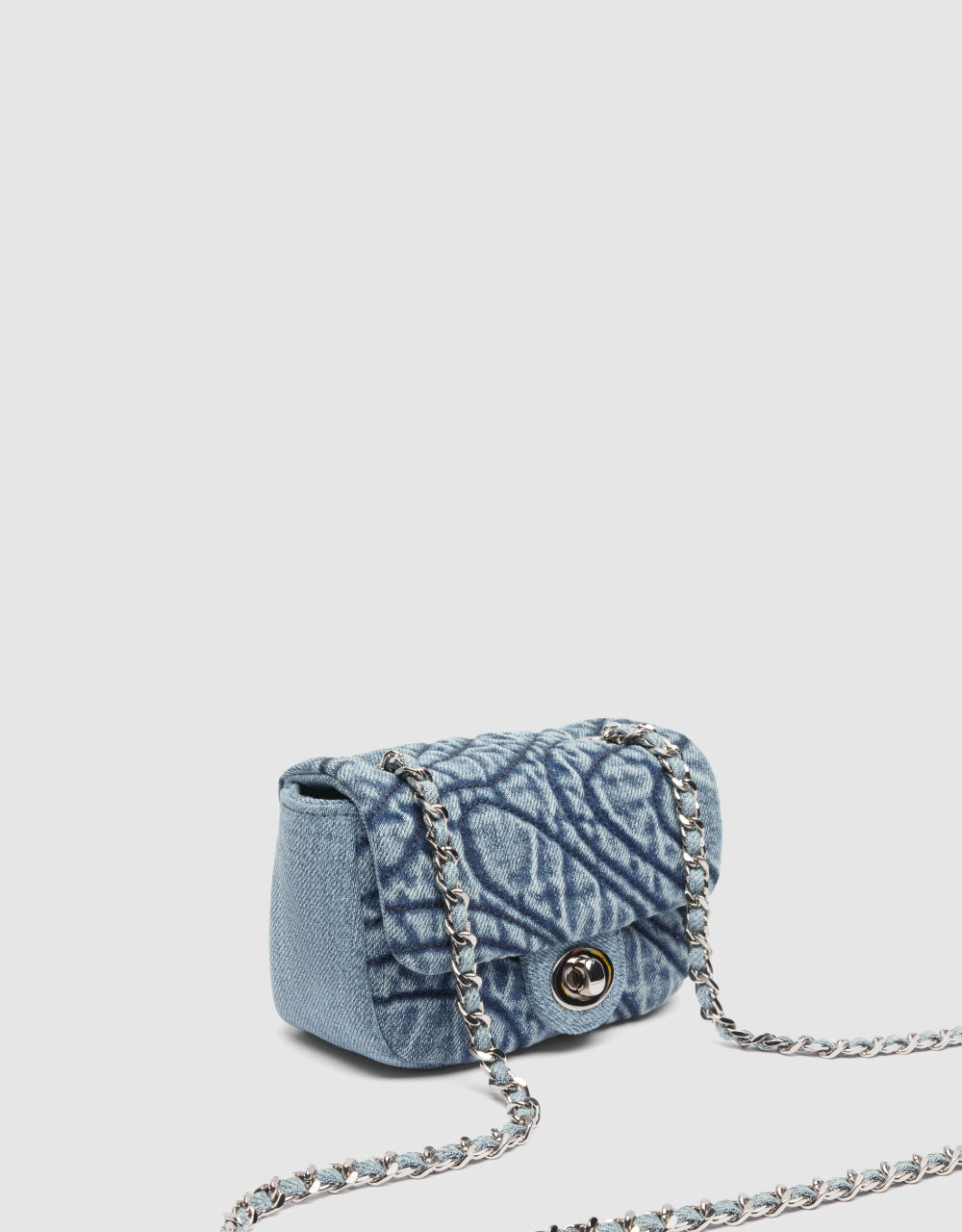 Printed Denim Crossbody Bag