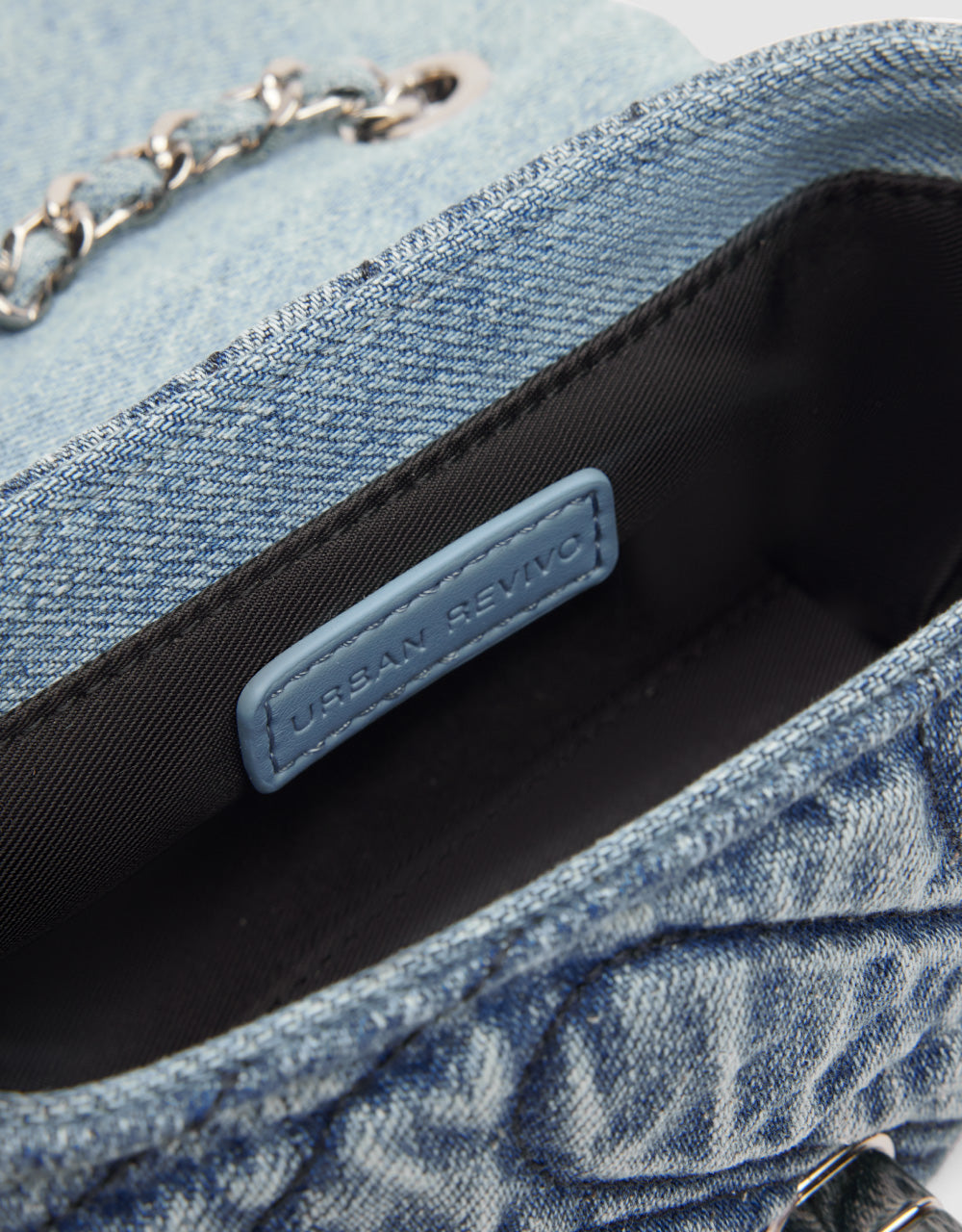Printed Denim Crossbody Bag