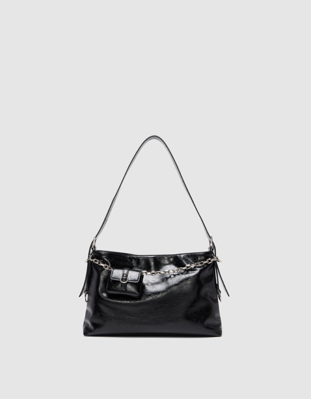 Vegan Leather Shoulder Bag With Pouch