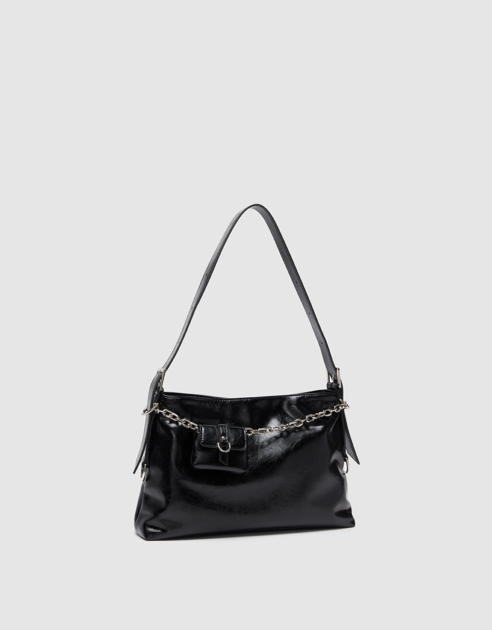 Vegan Leather Shoulder Bag With Pouch