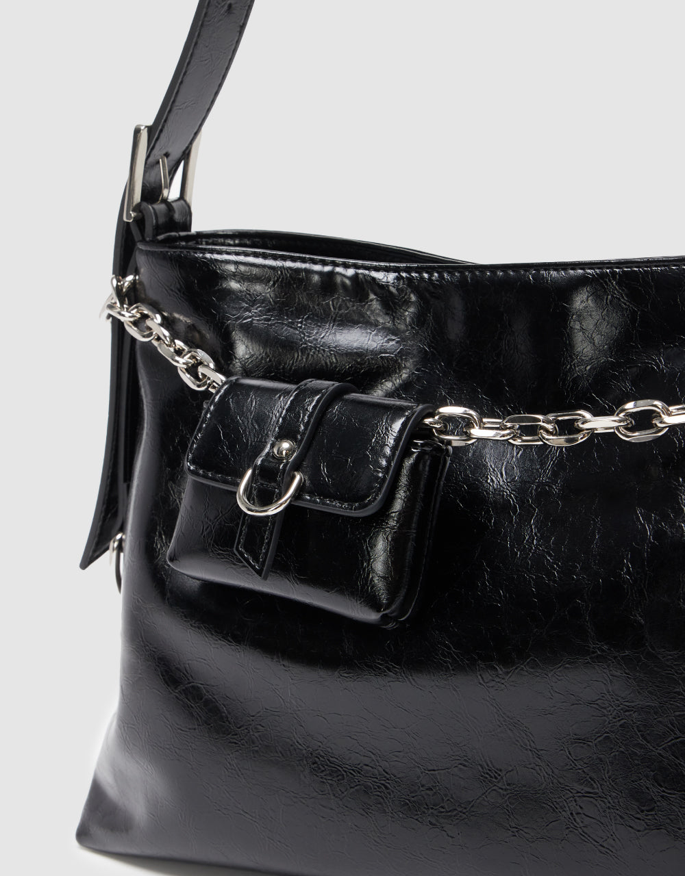 Vegan Leather Shoulder Bag With Pouch