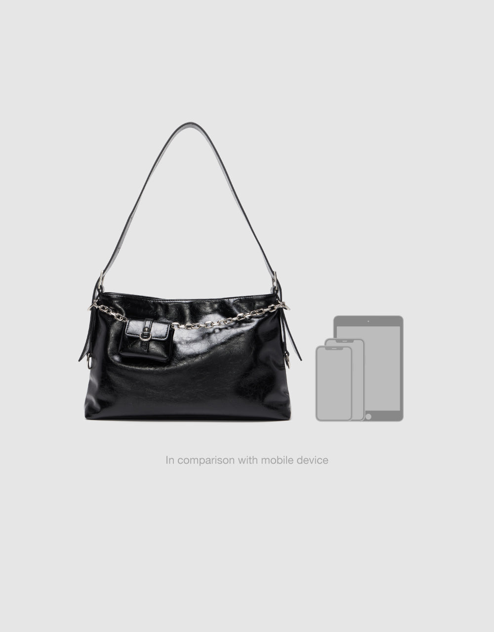 Vegan Leather Shoulder Bag With Pouch