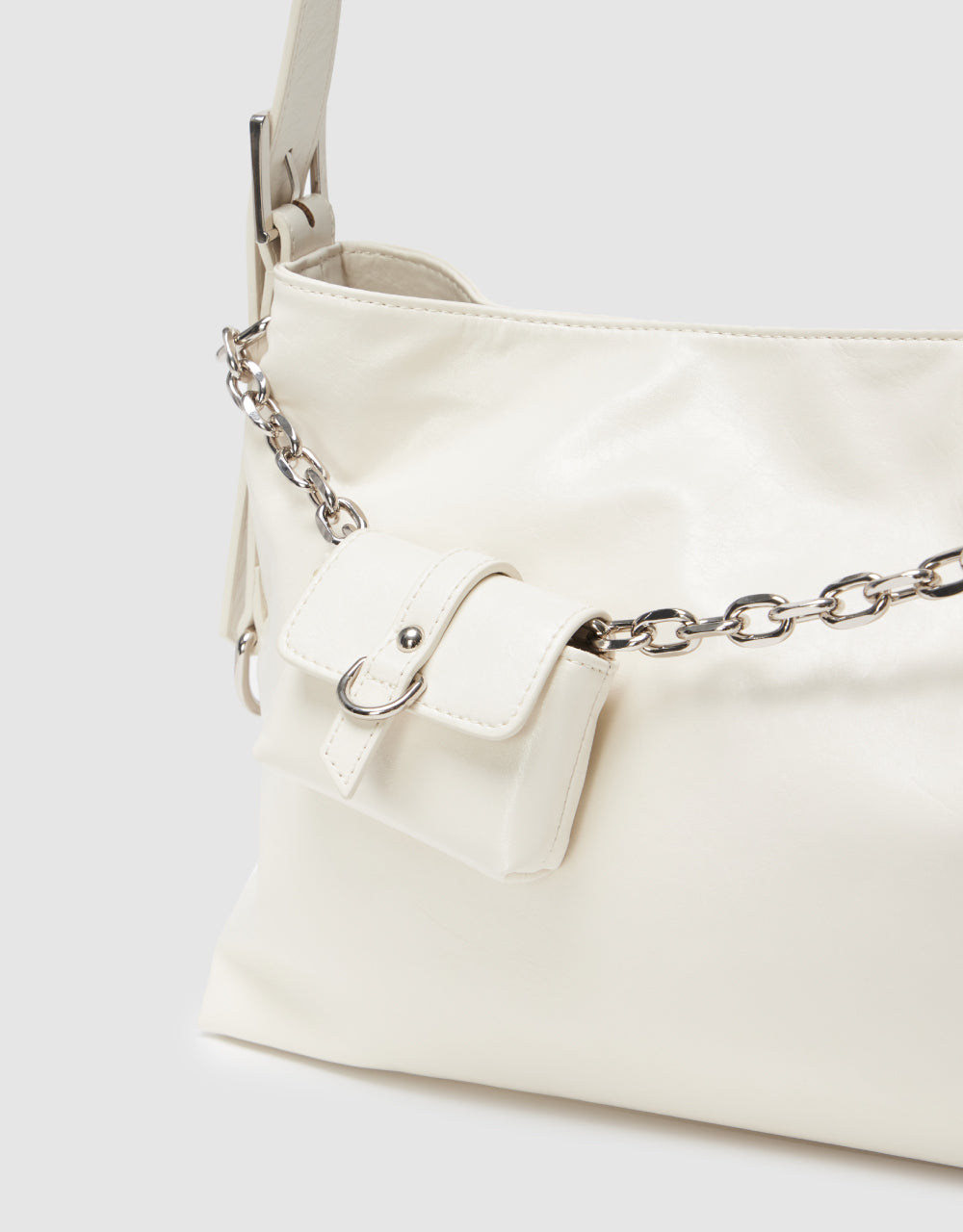 Vegan Leather Shoulder Bag With Pouch