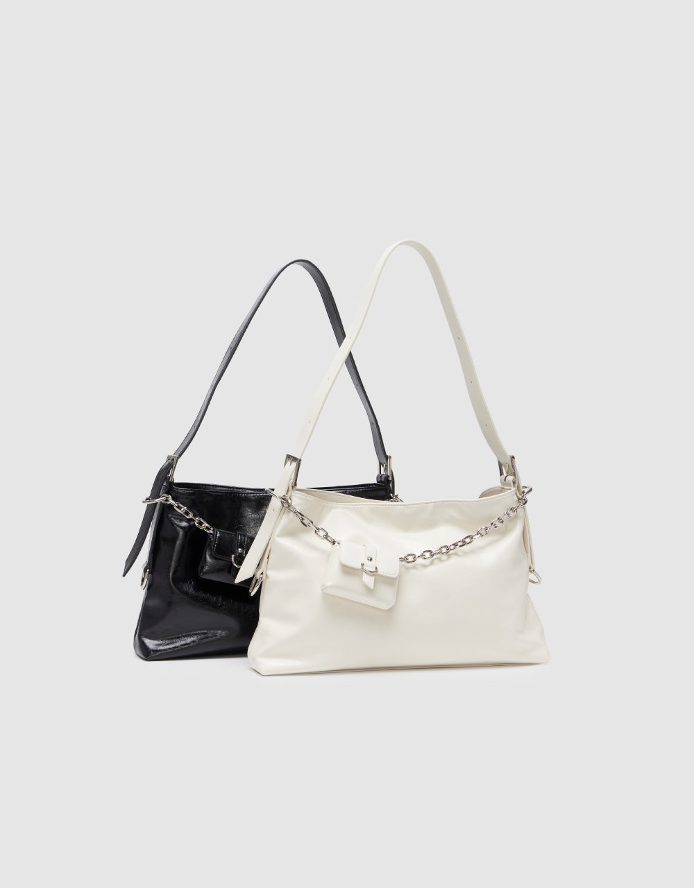 Vegan Leather Shoulder Bag With Pouch