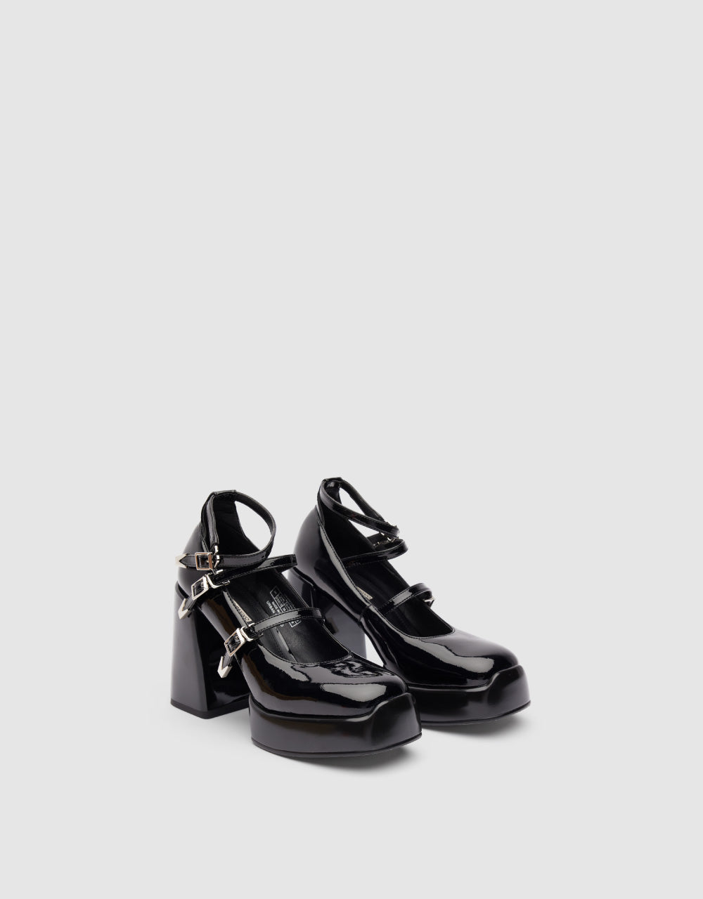 Buckle Ankle Square Toe Pumps