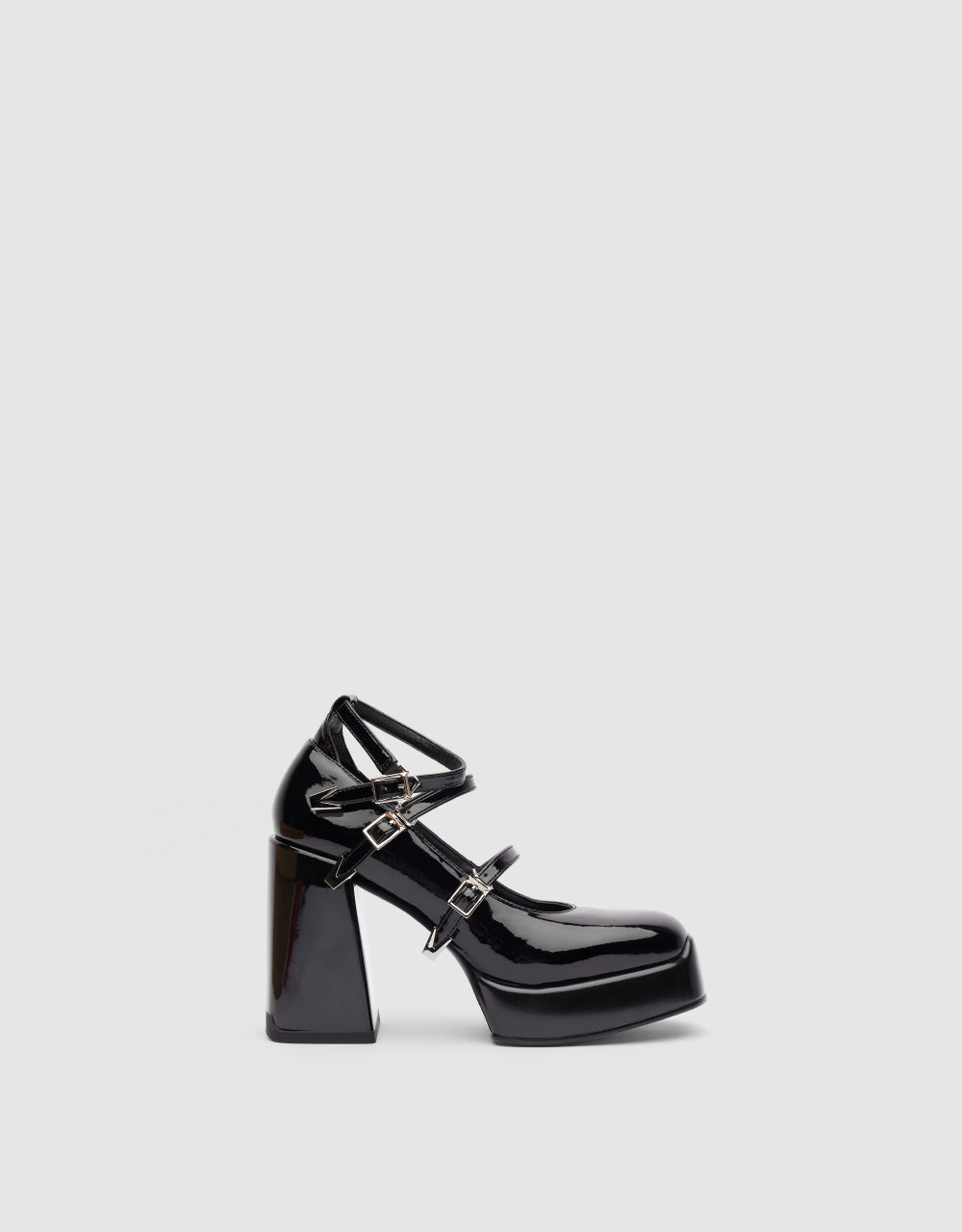Buckle Ankle Square Toe Pumps