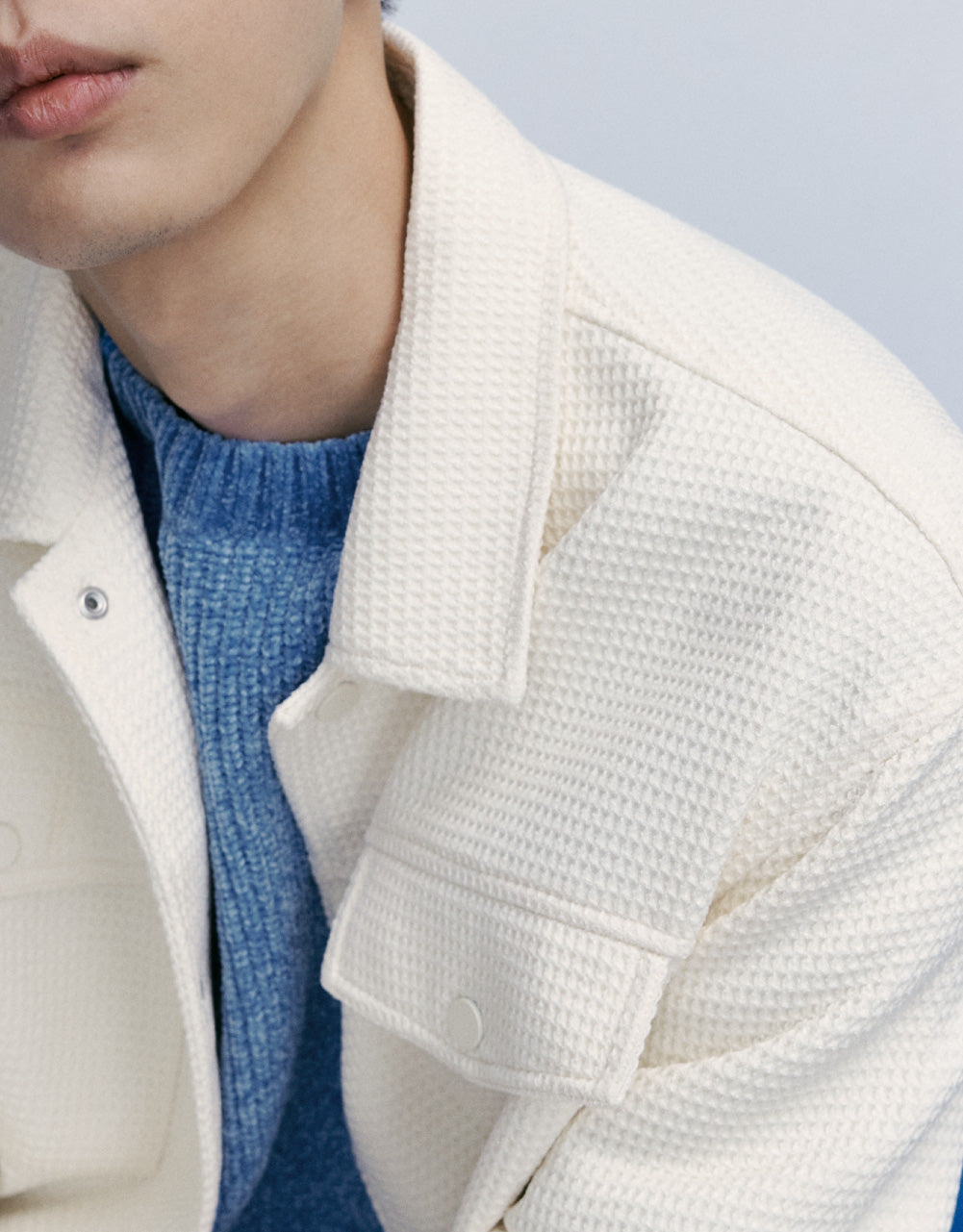 Embossed Checker Pockets Detail Jacket