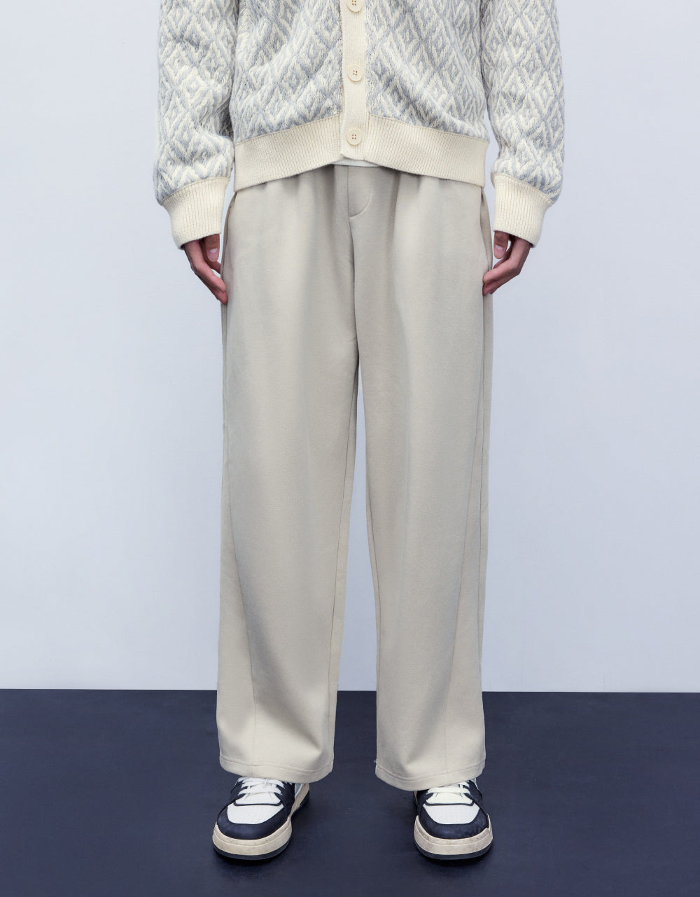 Elastic Waist Straight Pants