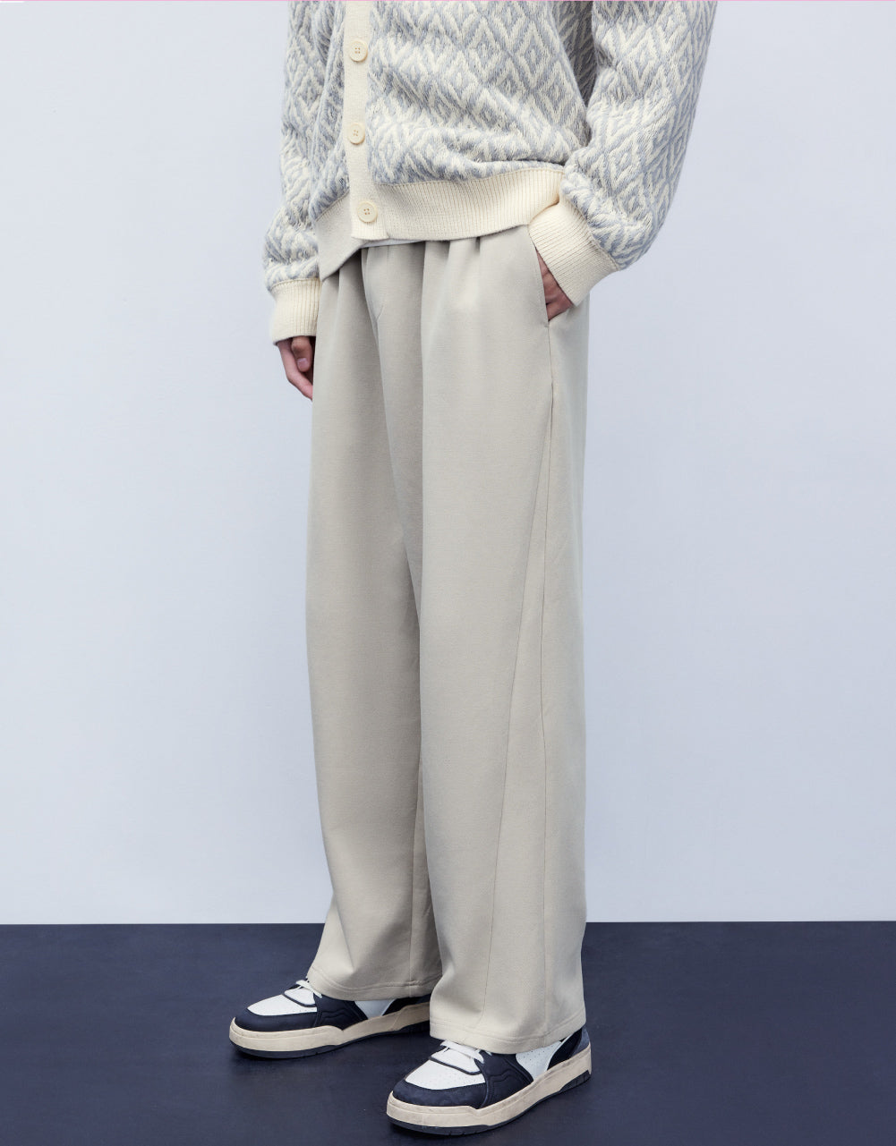 Elastic Waist Straight Pants