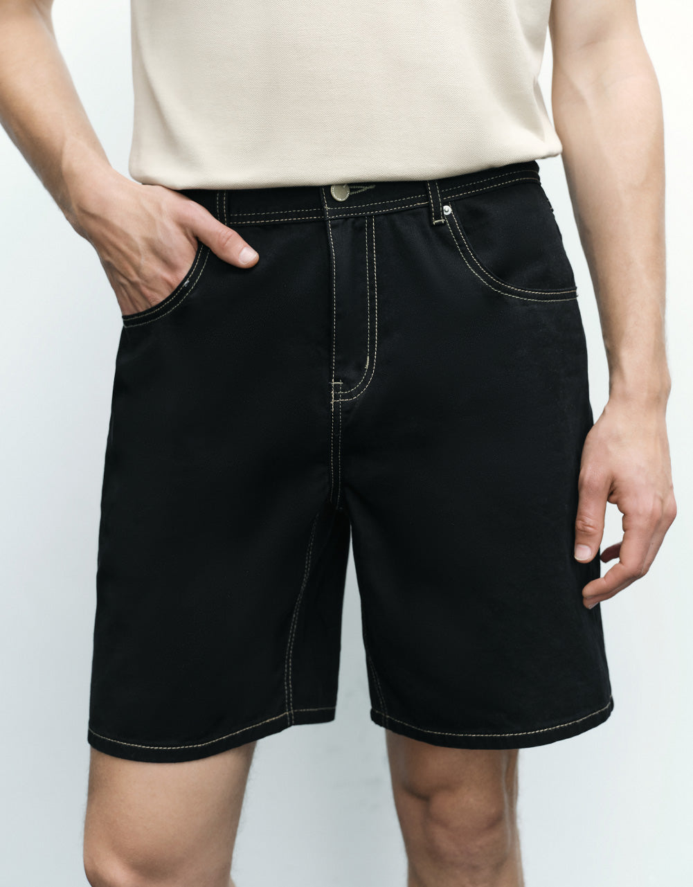 Mid-Waist Denim Shorts