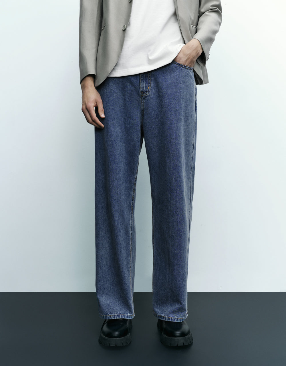 Mid-Waist Straight Jeans