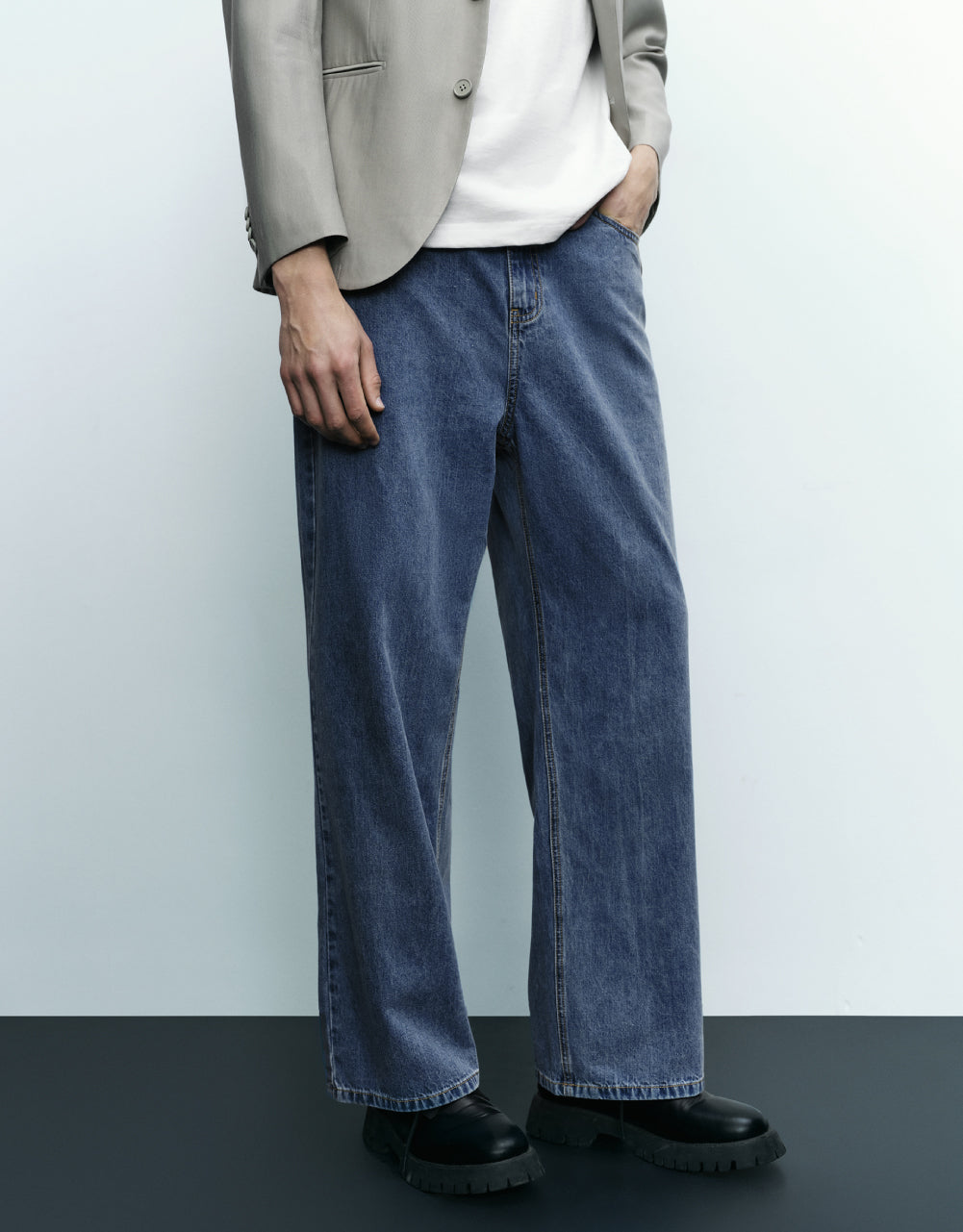 Mid-Waist Straight Jeans
