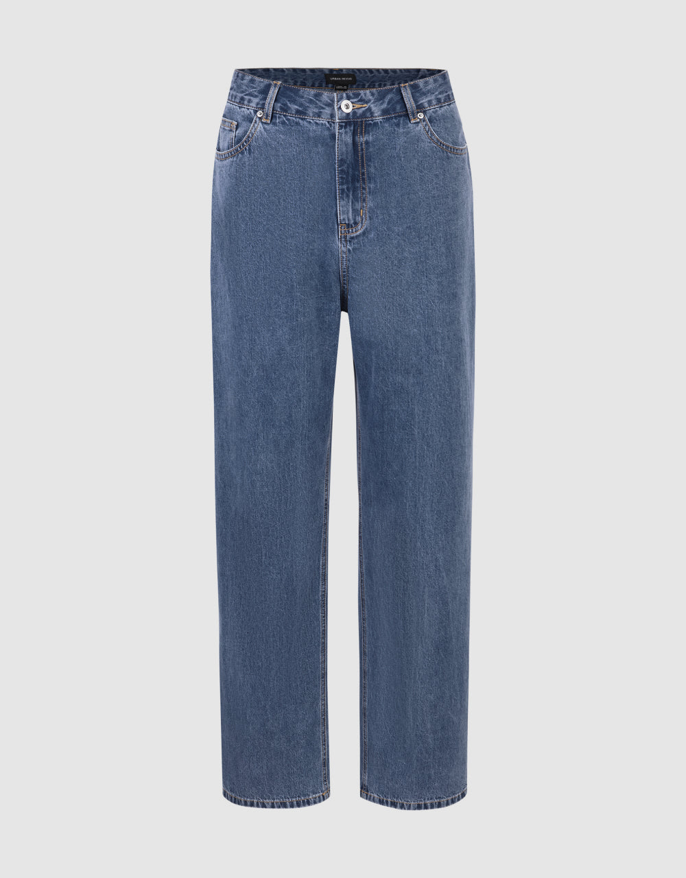 Mid-Waist Straight Jeans