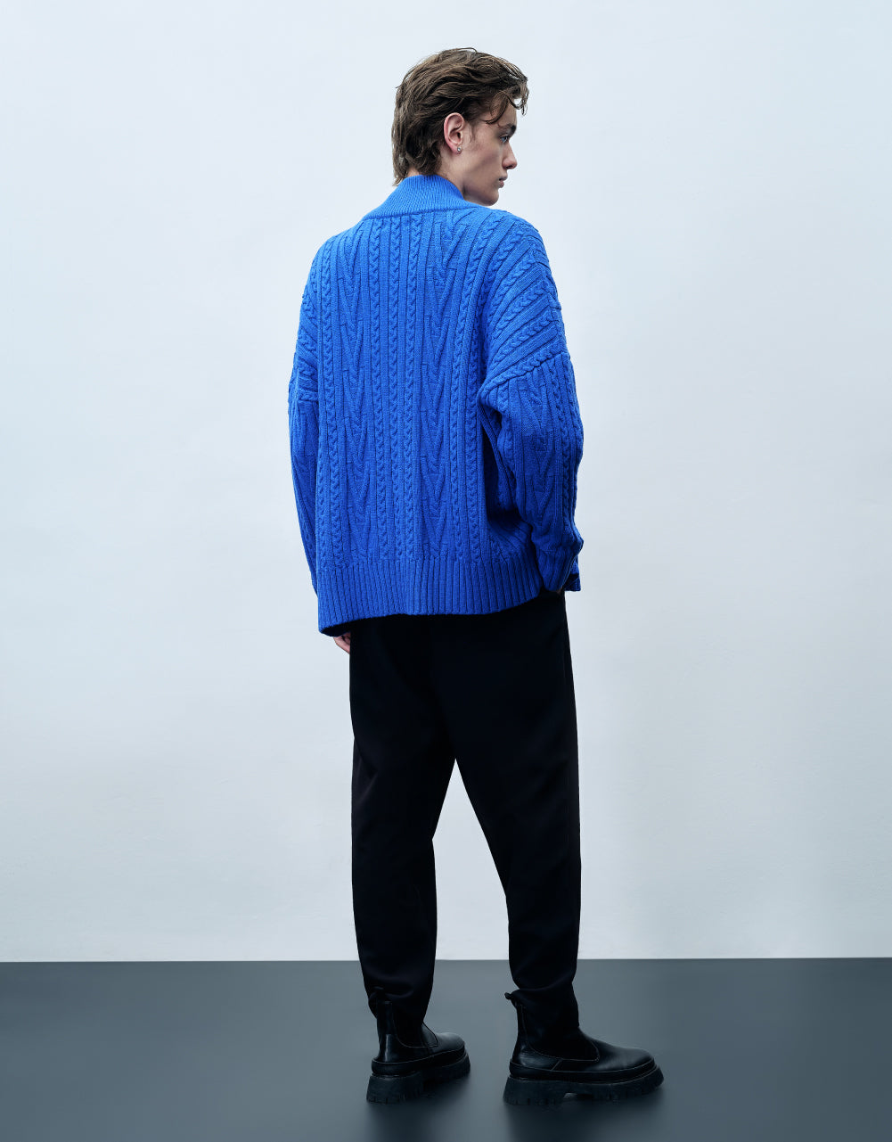 Cable Knit Kimono Lapel Cardigan