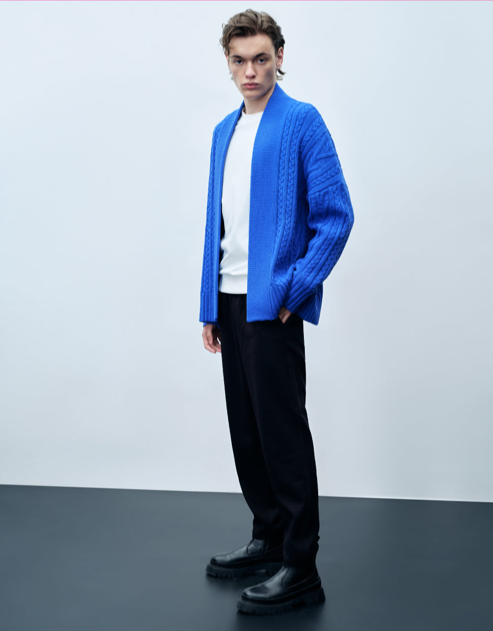 Cable Knit Kimono Lapel Cardigan