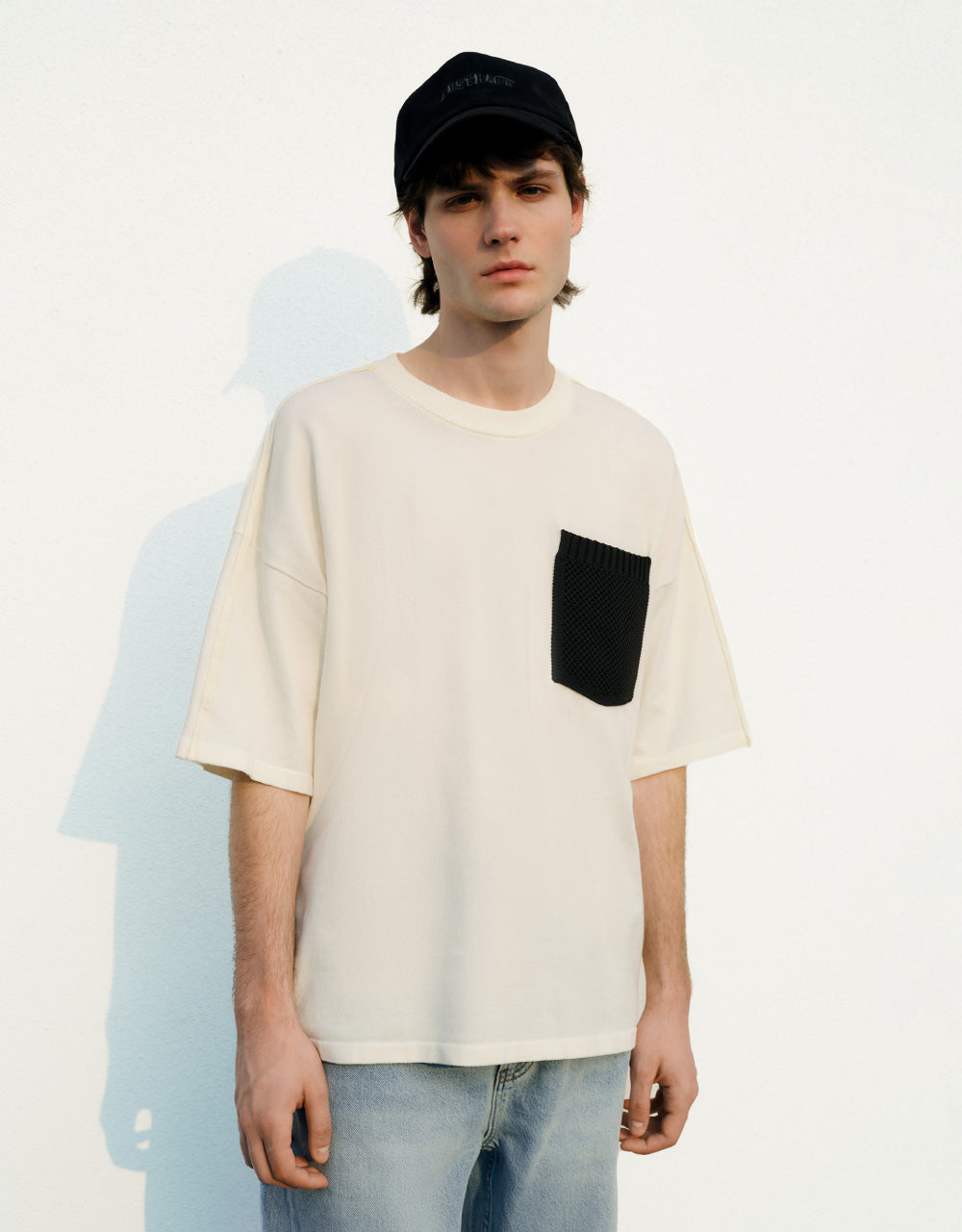 Pocket Detail Crew Neck Knitted T-Shirt