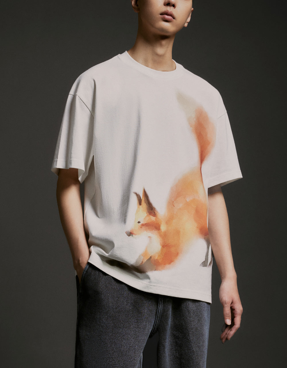 Fox Print Crew Neck T-Shirt