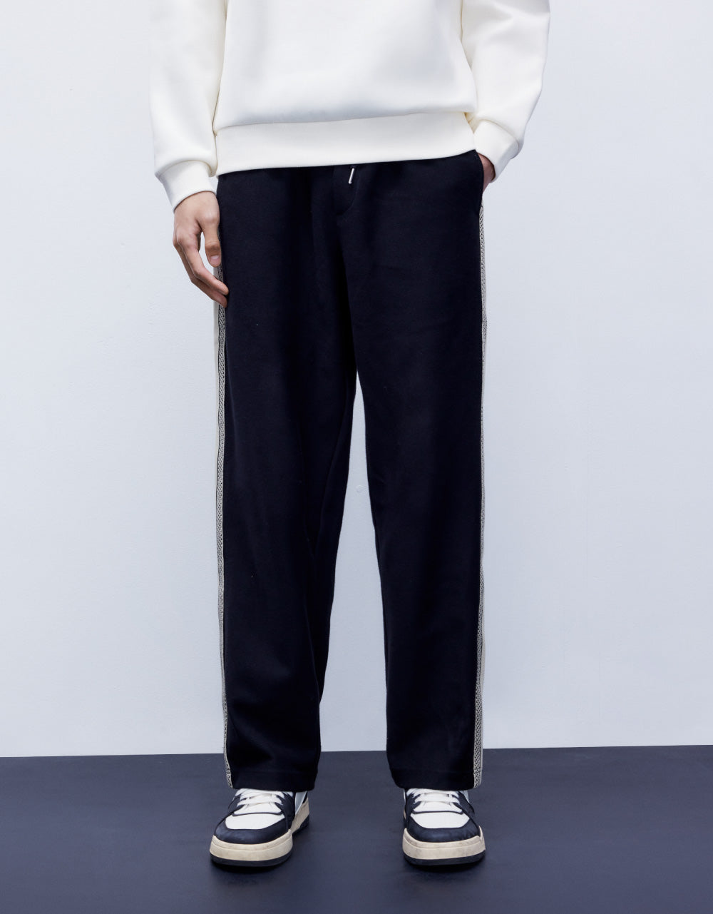Stripe Side Straight Leg Trousers