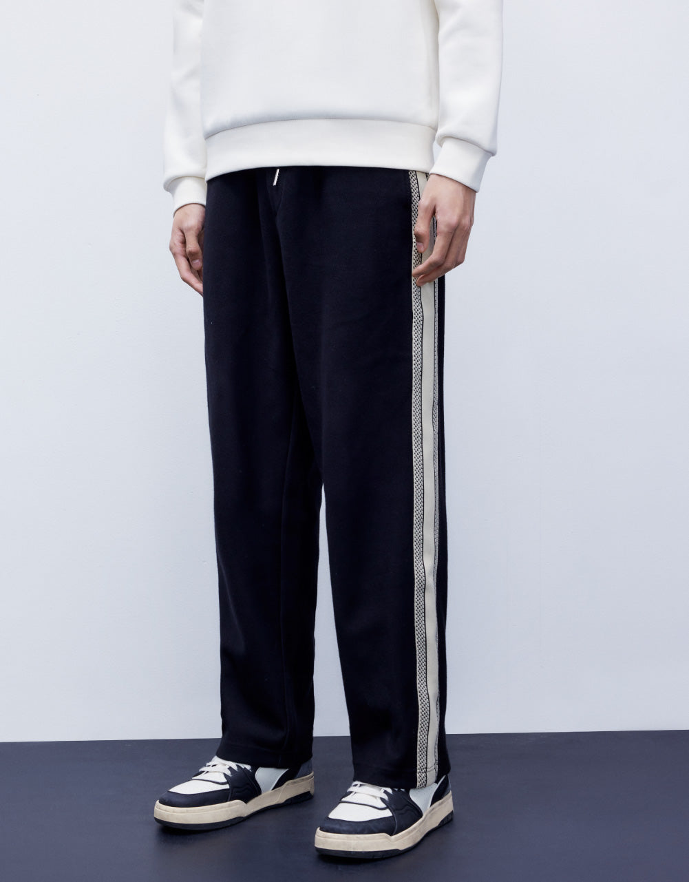 Stripe Side Straight Leg Trousers