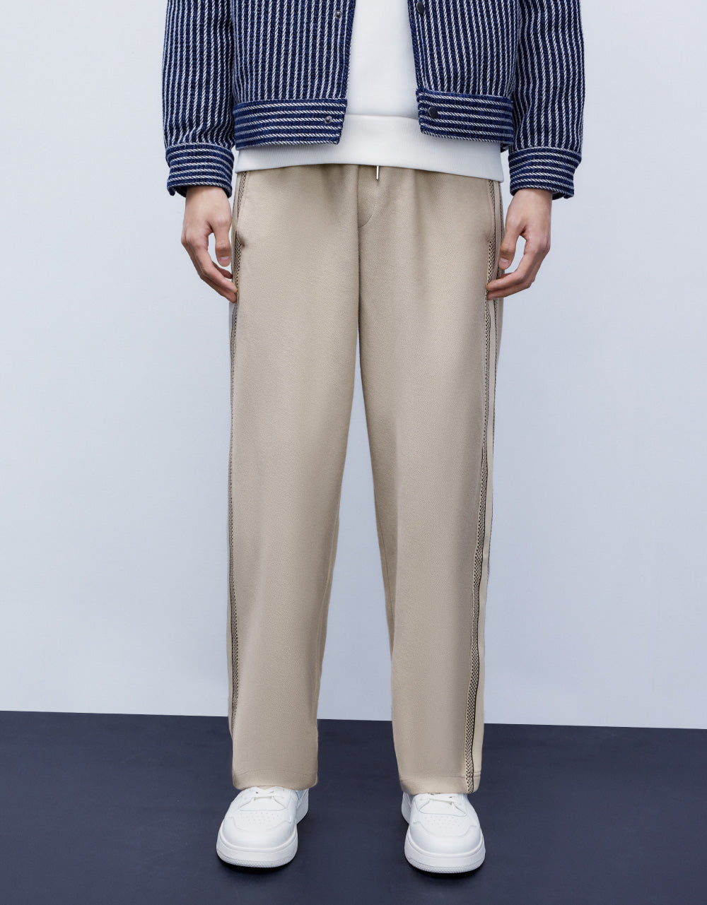 Stripe Side Straight Leg Trousers
