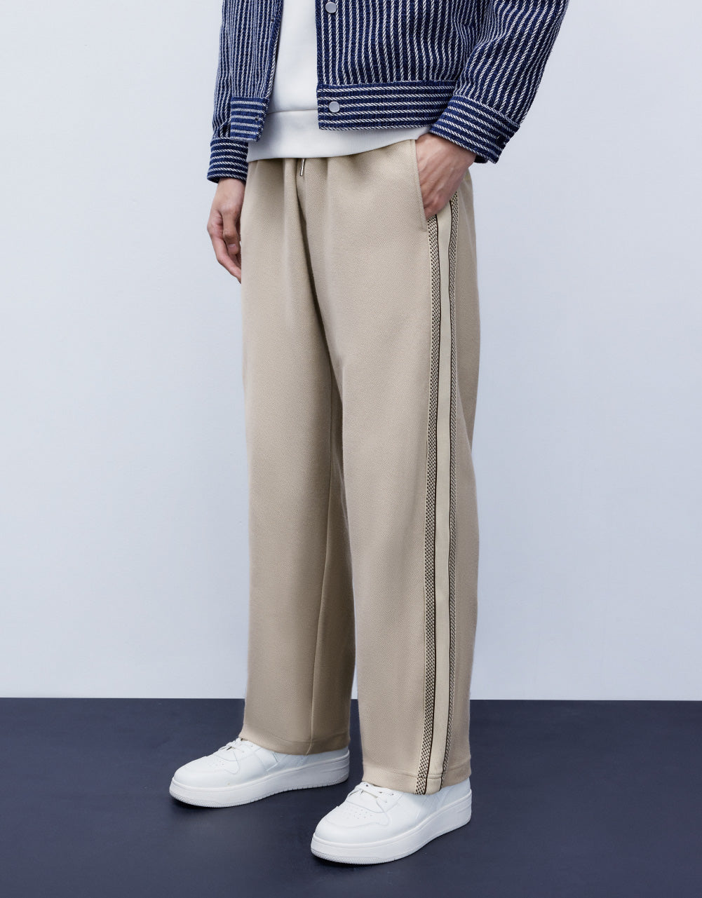 Stripe Side Straight Leg Trousers