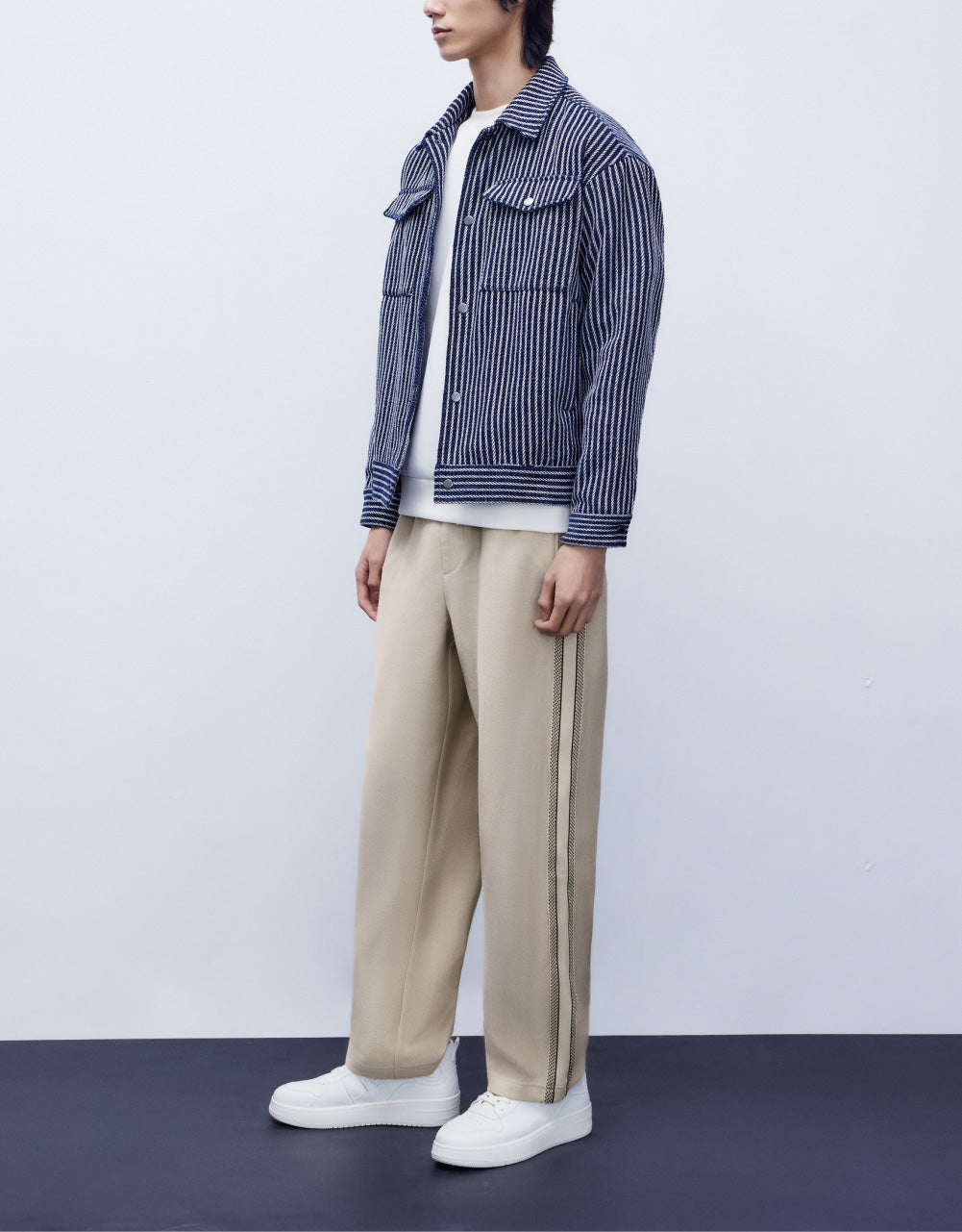 Stripe Side Straight Leg Trousers