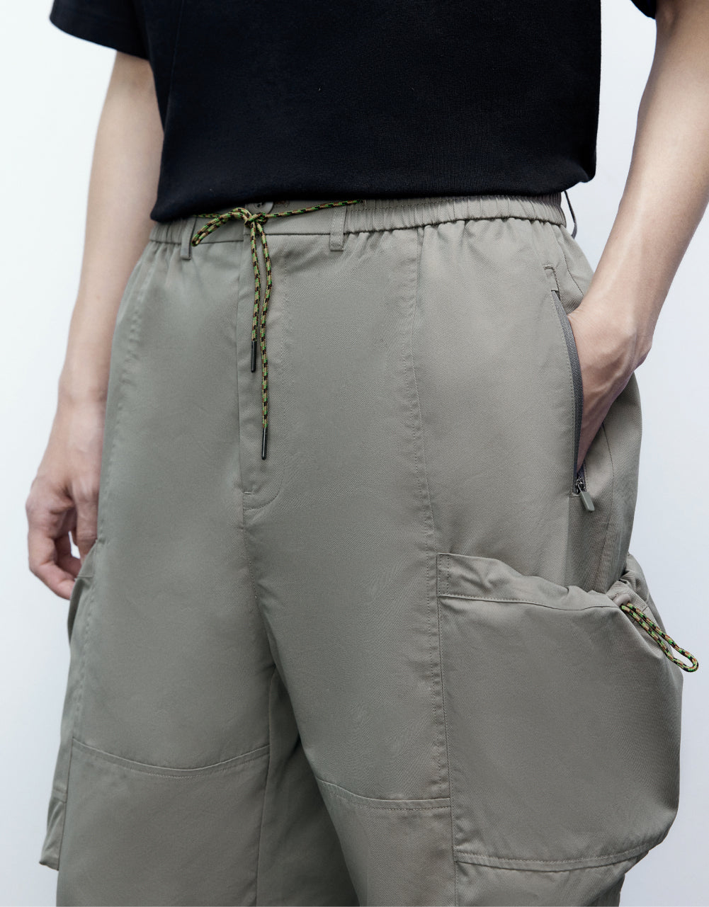 Elastic Waist Pants With Pockets