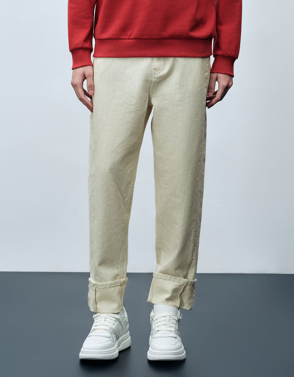 Oversized Straight Jeans With Belt