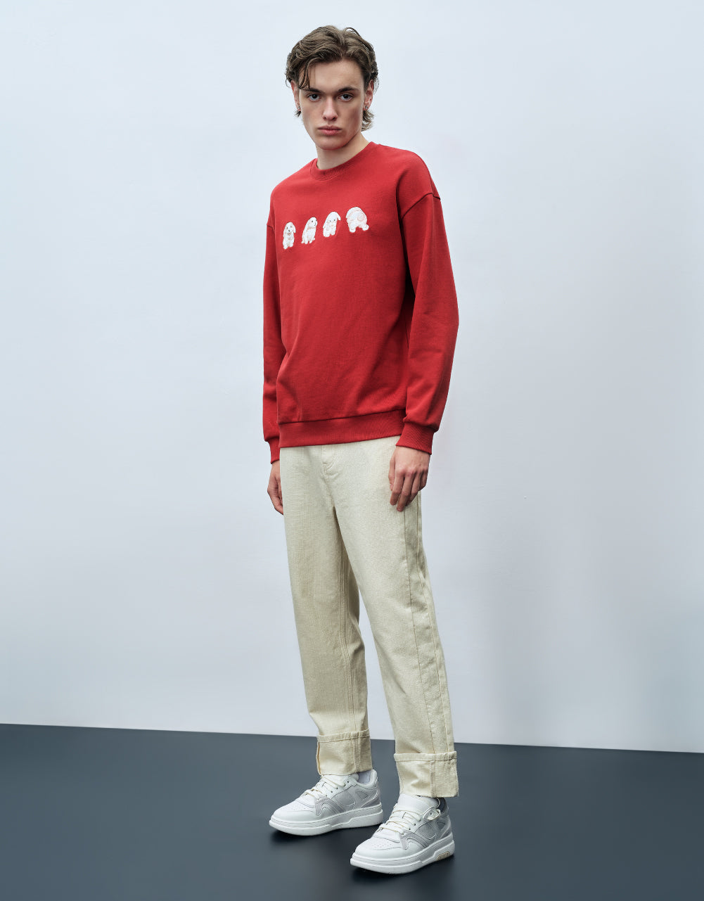 Oversized Straight Jeans With Belt
