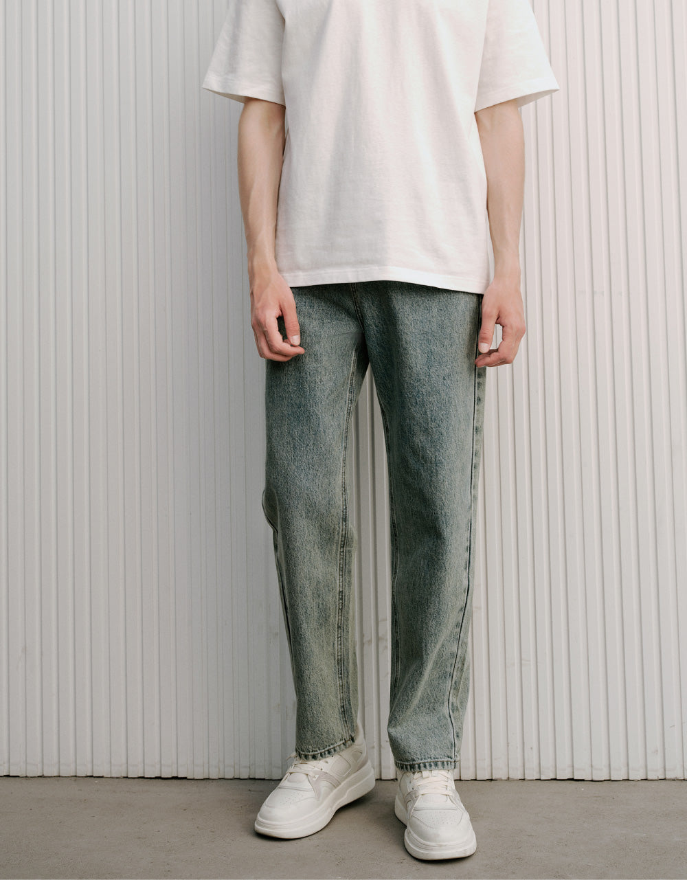 Mid-Waist Straight Jeans