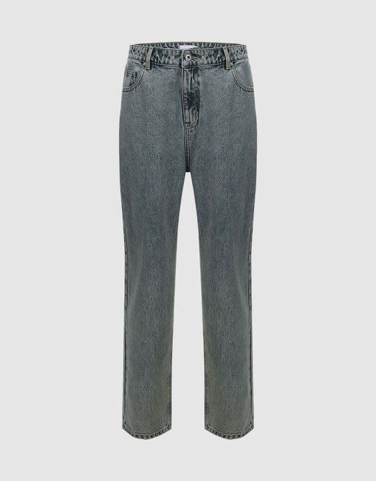 Mid-Waist Straight Jeans