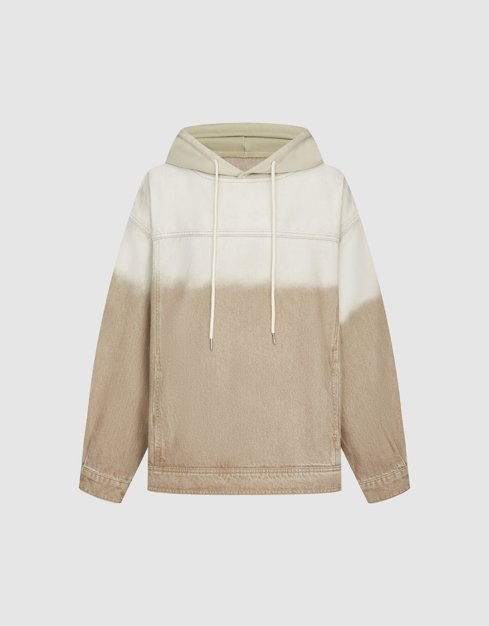 Color Blocks Hooded Denim Shirt