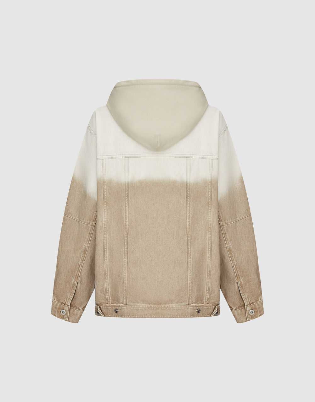 Color Blocks Hooded Denim Shirt