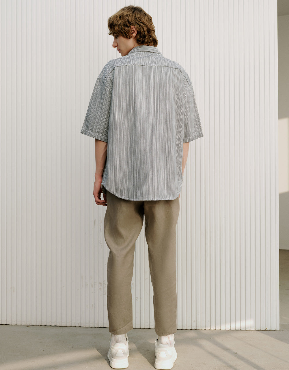 Vertical Striped Denim Shirt