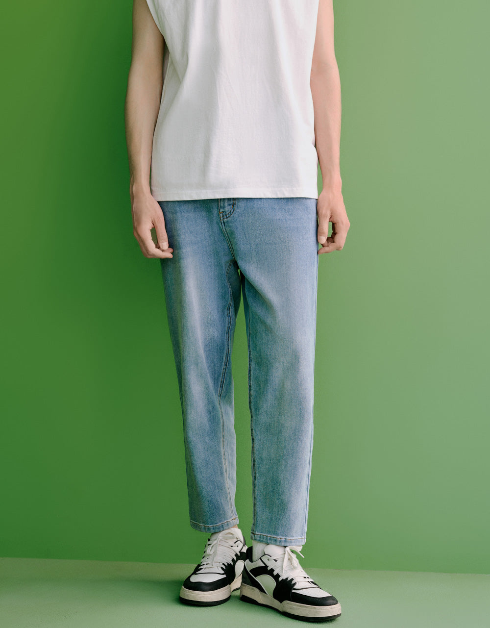 Mid-Waist Straight Jeans