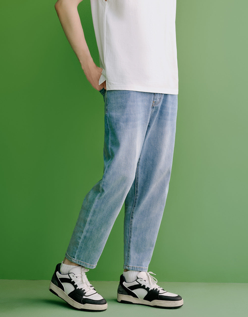 Mid-Waist Straight Jeans