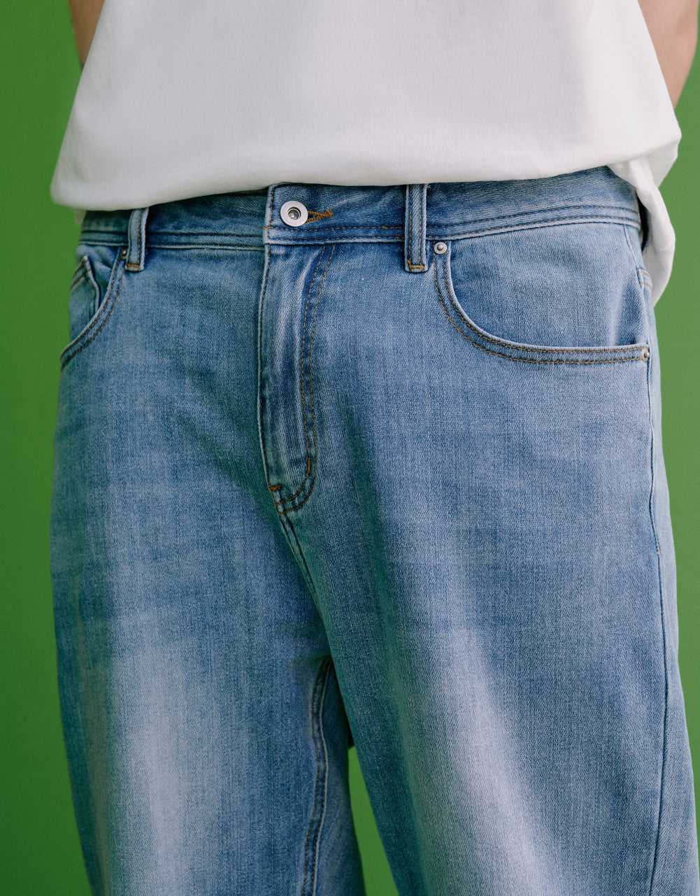 Mid-Waist Straight Jeans