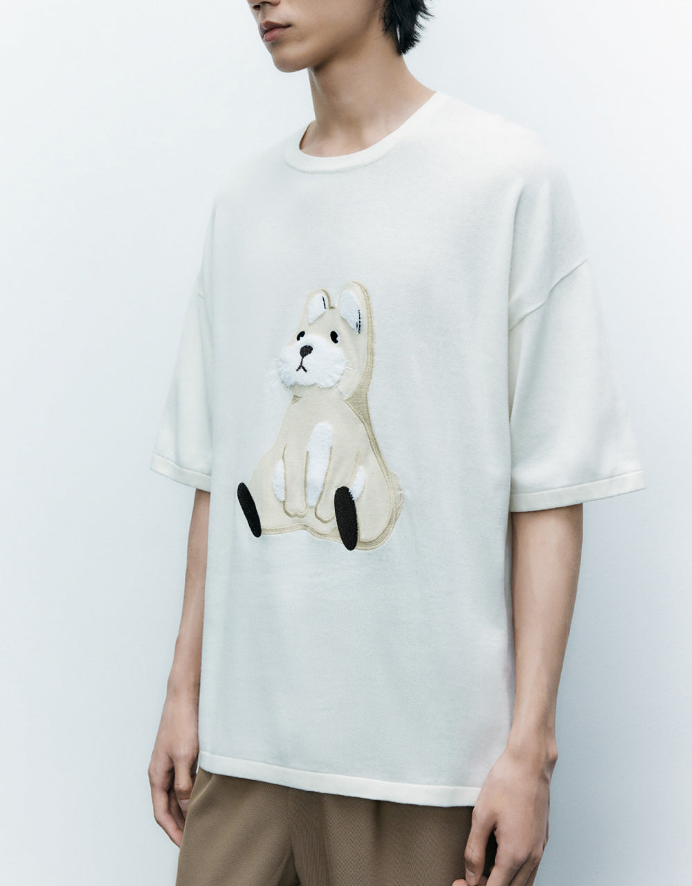 Animal Embroidered Knitted T-Shirt
