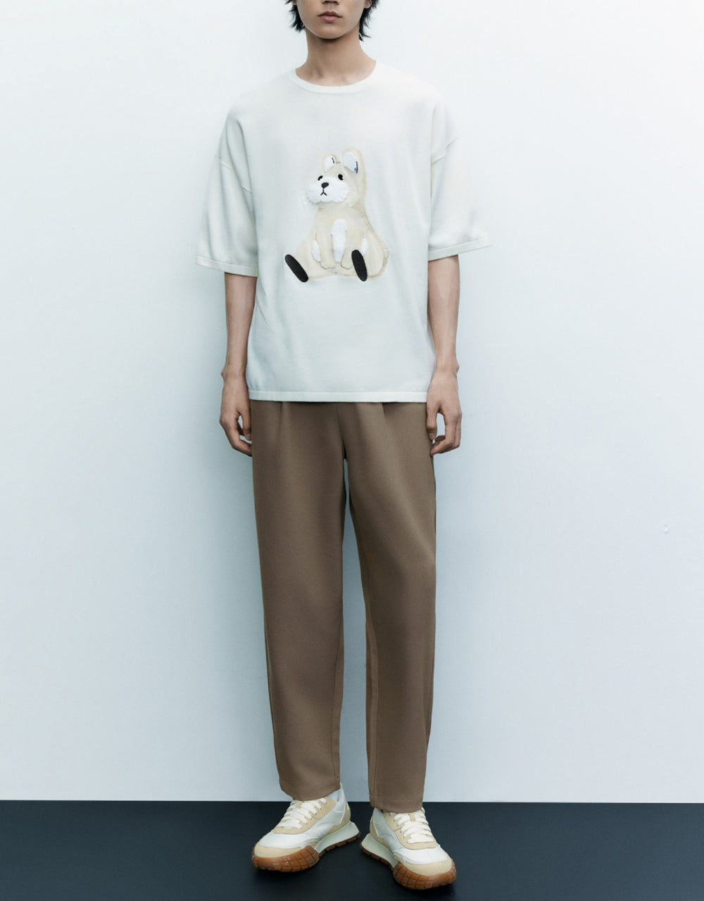 Animal Embroidered Knitted T-Shirt