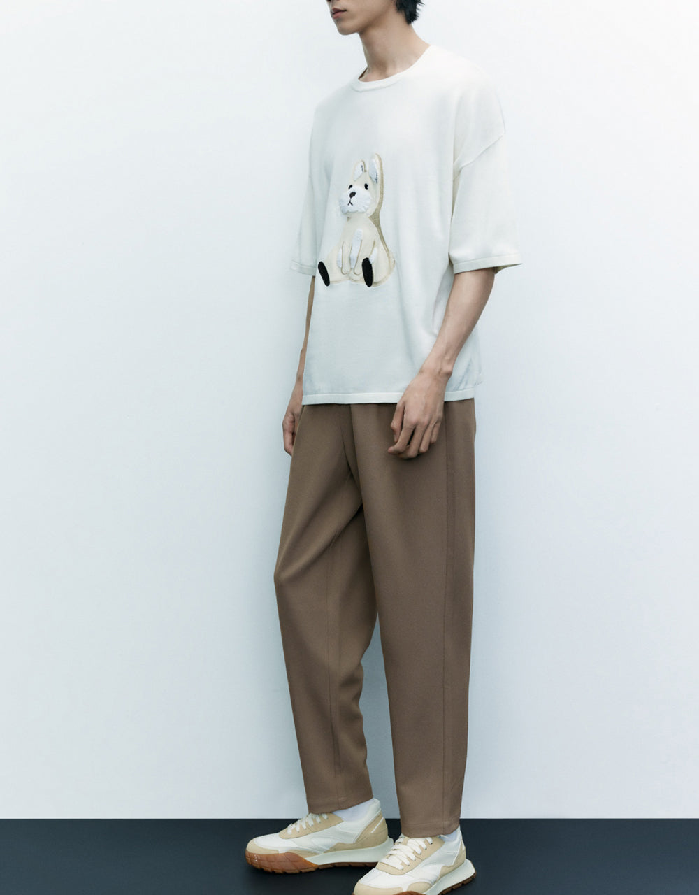 Animal Embroidered Knitted T-Shirt