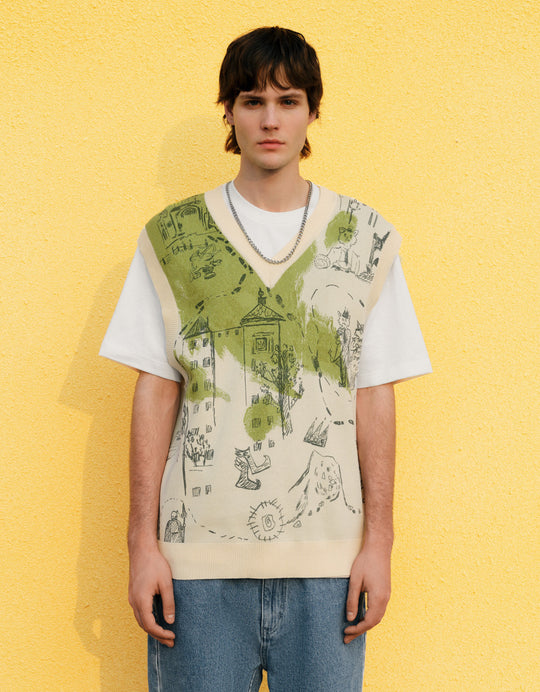Cartoon Knitted Vest